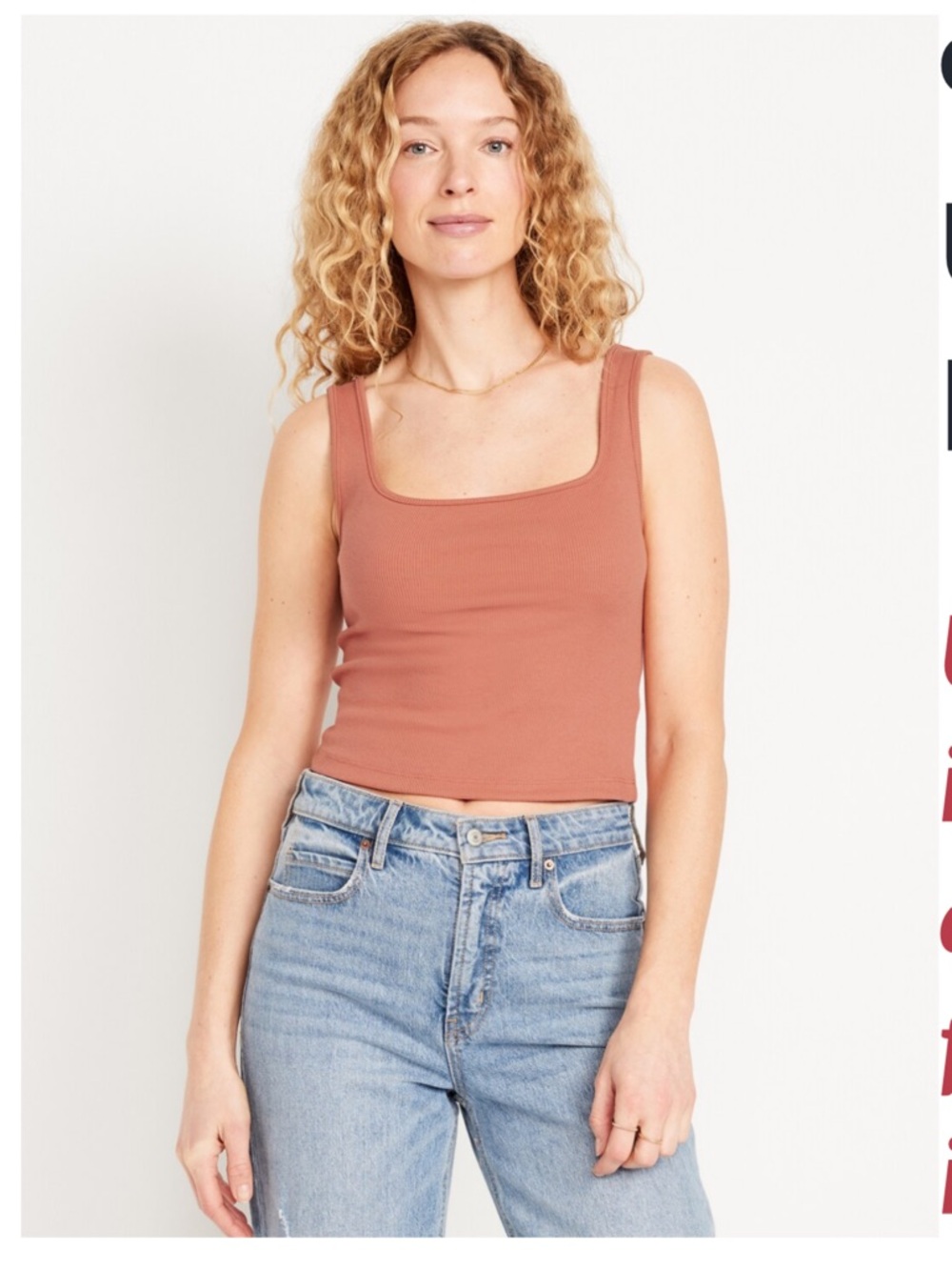 Old Navy Ultra-Crop Rib-Knit Tank Top Light Orange M